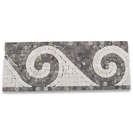 Stone Center Online Surf Emperador 4.75x12 Marble Mosaic Border Listello Tile Tumbled for Kitchen Backsplash Bathroom Flooring Shower Surround Dining Room Entryway Corrido Spa (1 Piece)
