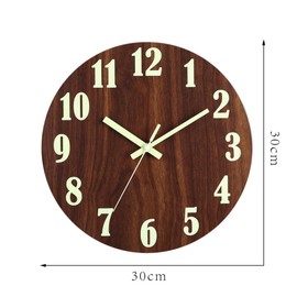 HZDHCLH Lautlose Wanduhr Funkuhr Wand Wanduhr aus Holz Retro Leuchtende Wanduhr für Wohnzimmer,Schlafzimmer,Küch