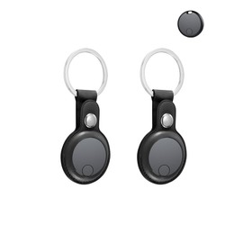 Protective Case for AJBLG Air Tag Tracker, Keychain with Anti-Lost Tracker, Durable and Stylish, Waterproof, Drop-Proof for Dogs, Cats, Black, 2 Pack