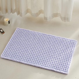 TYUU Waffle Bath Mat, Boho Bathroom Rugs Non Slip Washable Super Absorbent Quick Dry Cute Bath Mat Farmhouse Bathroom Decor, 24"x16" Lavender