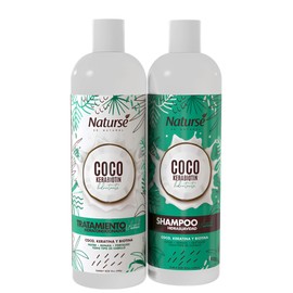 Naturse Duo Set – HydraSoft Shampoo 25.5 oz + HydroConditioning Treatment 29 oz – Coconut, Keratin & Biotin – Repairs, Hydrates & Strengthens – Anti-Frizz for All Hair Types