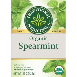 Traditional Medicinals Organic Spearmint Herbal Tea, 16 Tea Bags (Pack of 6)