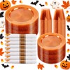 350PCS Orange Glitter Plastic Dinnerware Set for 50 Guests