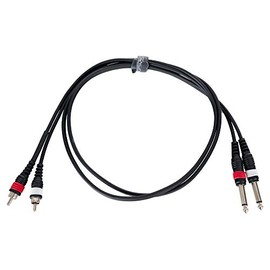 Pronomic J4RC-1.5 Audio Cable - 2x 6.3 mm Mono Jack to 2x RCA - Length: 1.5 m - Flexible and Robust - Colour Coded Plugs - Black