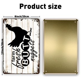 QYAYIK Vintage Metal Tin Sign, Farm Fresh Butt Nuggets, Chicken Egg Sale Market Farm Barn Yardr Themed Gifts 8x12 Inch