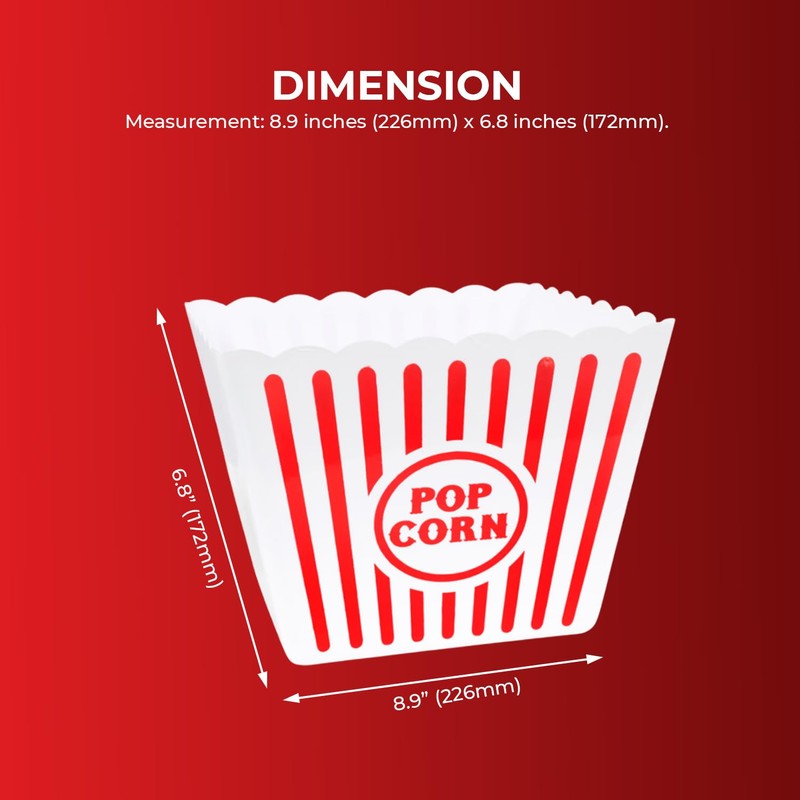 Bistras Plastic Reusable Popcorn Bowl, Large Classsic Popcorn Bucket for
