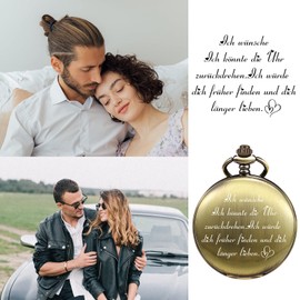 TREEWETO Husband Lover Boyfriend Pocket Watch with Chain for Men, Anniversary Gift, Beautiful Gift for Family, bronze