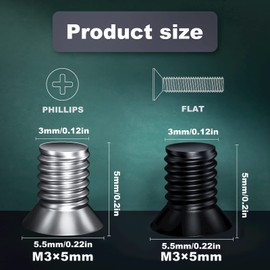 Zmbroll Computer PC Case Screws Hard Drive Screw M3 x 5mm Flat Head Screws Countersunk Phillips Head for 2.5" inch Hard Drive Disk HDD Screws (Black200+Silver200)