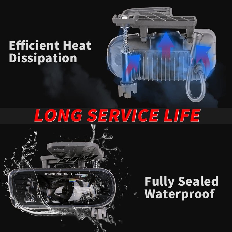 GXENOGO LED Projector Fog Lights Compatible with 1999-2002 GMC Sierra