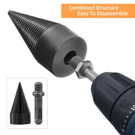 QWORK® Wood Splitter Drill Bit Set, 42mm & 32mm Wood Splitting Drill Bit with 4 Drill Handles, Tapered Wood Splitter Drill Bit for Electric Hammer, Hammer Drill