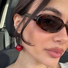 2 Pairs3D Red Cherry Dangle Drop Earrings Lifelike Crystal Simulation Cherry Earrings Cute Light Weight Fruit Tassel Earrings for Women (A)