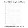 A5 Grid Refill Paper, 7-Hole Graph Paper, 100Sheets / 200Pages
