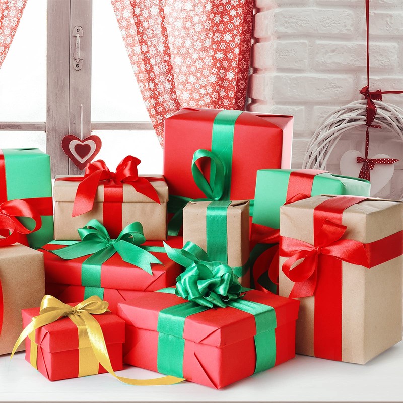 FEPITO 3 Rolls Christmas Satin Ribbon 2 Inch Wide Ribbons