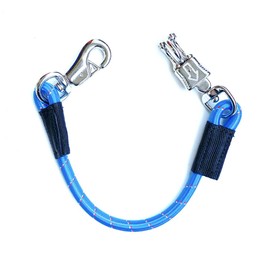 JA Horse Transport Elastic Tie Rope Elastic Rubber Tie Chain with Panic Hook and Bull Snap for Equestrian Horse Trailers, Box and Stable (1, Blue, 80 cm)