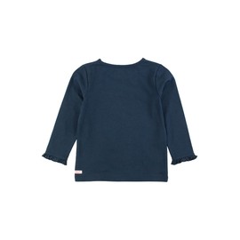 RuffleButts Dark Navy Knit Long Sleeve Ruffle Layering Tee - 5