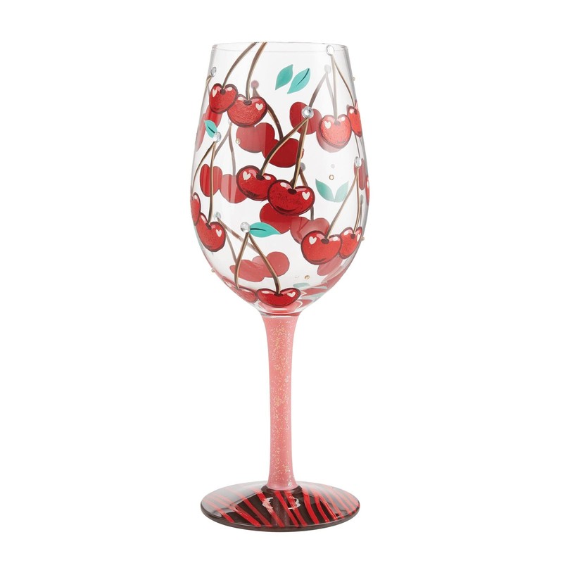 Enesco Lolita Mon Cherry Wine Glass, Pink,red,White