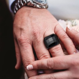 Bestyle 8 x 8 mm | 15 x 15 mm Cubic Zirconia CZ Band Rings for Men Stainless Steel Ring Synthetic Gemstone Birthstone Men's Ring Biker Ring Pinky Jewellery Size 54-72