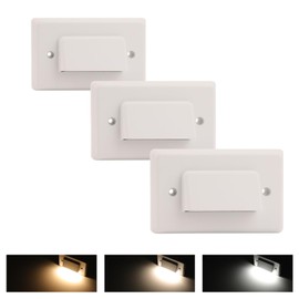 ZestPatio Step Lights Indoor Outdoor, 120V 3W Triac Dimmable LED Stair Lights Indoor Outdoor for Deck Stair, 3000K/4000K/5000K, IP65 Waterproof, Aluminum, White, ETL, Pack of 3