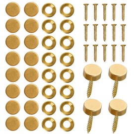 Worldity 16 Pcs Brass Decorative Screw with Caps, 12 mm (1/2") Retro Mirror Screws, Self Tapping Upholstery Screws, Decorative Screws with Caps for Furniture Cabinet Door Window Painting Mirror Fixing