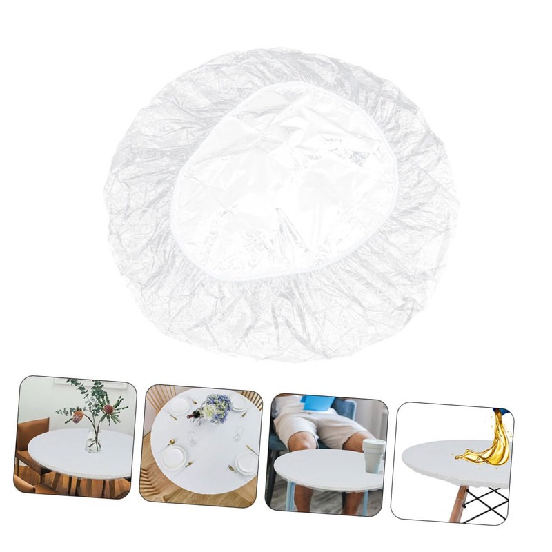 SHOWERORO Flannel Backing Round Tablecloth Elastic Table Cover for Home