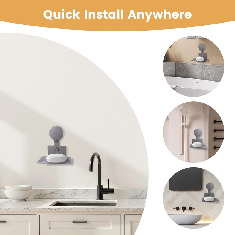 Soap Holder for Shower Wall Suction Cup Bar Soap Dish