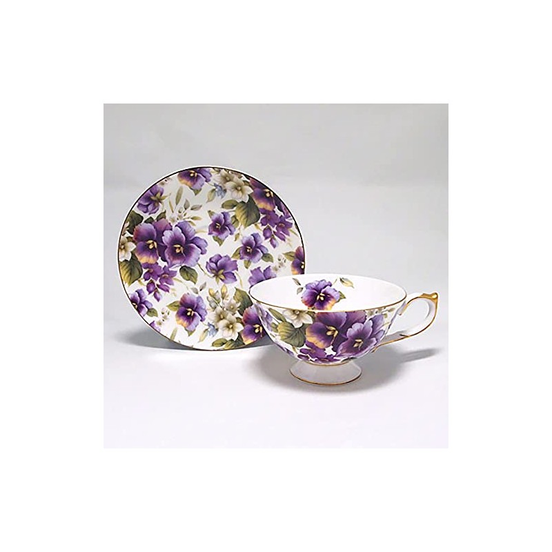 Ainsley STCL00001C Wild Pansy Tea Cup & Saucer, Approx. 7.8