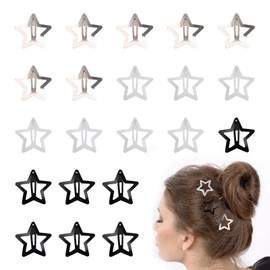 Wisebom Star Hair Clips 24 Pieces Pentagram Hair Clips Y2K Hair Pins Metal Non-Slip Star Hair Clips Retro Punk BB Hair Clips for Women and Girls (3 Colours)