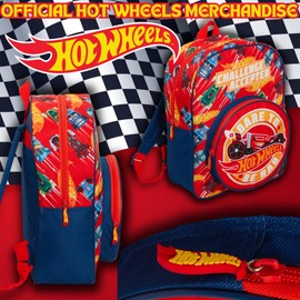 Hot Wheels Backpack For Kids Large Cars School Travel Sports Bag with Drinks Holder