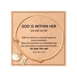 JOGDIAM Christian Gifts for Women Mustard Seed Bracelet Jewelry Birthday Gifts for Teenager Faith Religious Inspirational Spiritual Baptism Gifts for Women