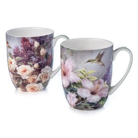 McIntosh Lena Liu Hummingbirds Set of 2 Fine Bone China 13 oz Mugs in Matching Gift Box