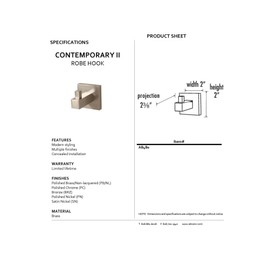 Alno A8480-SN Contemporary II Modern Robe Hooks, Satin Nickel