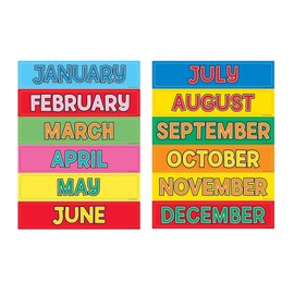 Hygloss 12-Pcs Wall Calendar Monthly Cards, 12 Months of the Year Cards, Classroom Calendar Decorations, 2.5"x11"