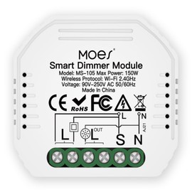 MOES Tuya WiFi Smart Light LED Dimmer Switch Module, Smart Life/Tuya App Wireless Remote Control, Compatible with Alexa Echo and Google Home, 1/2 Way, 1 Gang, Only Support 2.4Ghz WiFi