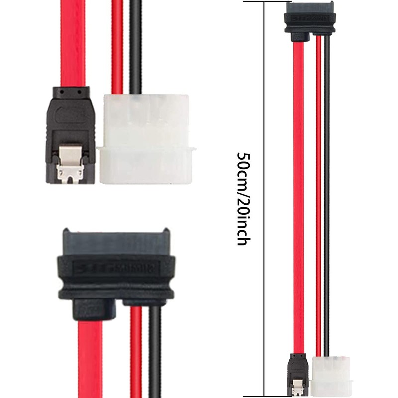 DKARDU 2 Pack Slimline SATA Female, 13 Pin 7 Pin