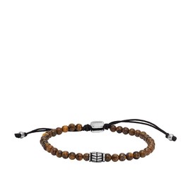 Fossil Men's Stainless Steel Bead Bracelet with Slider Clasp, Stainless Steel, No gemstone