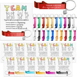 30 Sets Team Employees Appreciation Gifts Motivational Colored Bottle Opener Keychain Encouragement Cards Inspirational Gifts for Staff Coworker Teacher Staff Volunteer (Team Building)