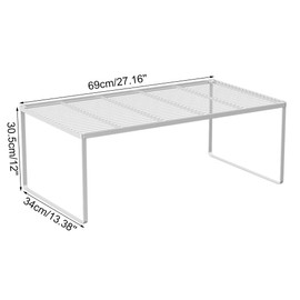 LIYIVNAA Kitchen Cabinet Storage Shelf Stackable Wire Spice Rack Organizer Heavy Duty Space Saver for Bathroom Bedroom Closet Laundry Room Office Countertop - White, Pack 1