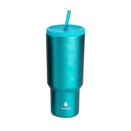 Manna Ranger XL Double-wall Insulated Stainless Steel Tumbler with Leak-proof Smart Seal Lid and Reusable Tritan Straw - 40 Oz - Matte Columbine