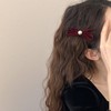 ベロア リボン ヘアアクセ 黒 ヘアクリップ 子供 2個セット 小さめ 髪飾 前髪