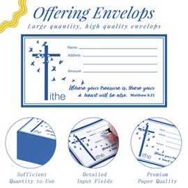 500 Count Tithes and Offering Envelopes for Church Offering Donation Envelopes Tithing Envelope My Offering Bill Size Envelope Checks and Cash Envelopes for Tithes and Offerings (Pigeon)