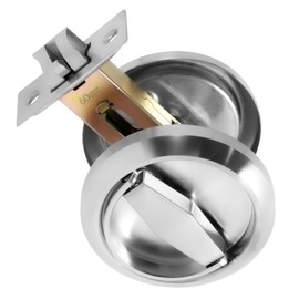 Foppla Round Recessed Door Lock 304 Stainless Steel Hidden Recessed Cup Door Handle Keyless Recessed Door Pull Latch Knob Round Embedded Concealed Door Pull for Bathroom Bedroom(Silver)