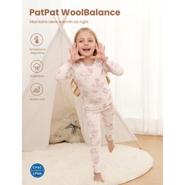 PATPAT Toddler Kids Pajama Sets - Sung Fit Pjs for Boys and Girls with Soft Tencel Lyocell and Wool Blend,All-Season Comfort Long Sleeve Sleepwear, White Farm and Animals Size 5T