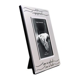 Haysom Interiors Beautiful Two Tone Silver Plated Engagement 4" x 6" Picture Frame with Black Velvet | Unique and Thoughtful Gift Idea