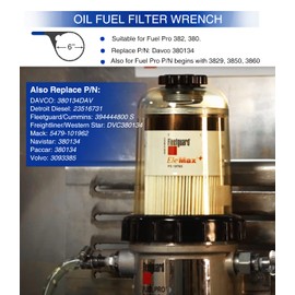 sixcow Replace for Davco 6’’ ID 380134 382 Colar/Vent Cap Oil Fuel Filter Wrench for Fuel Pro 382, 380, Metal