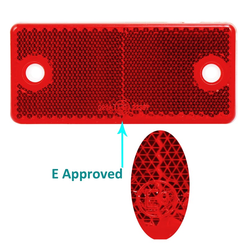 DARKGUARD Rectangular Reflectors Screw-On Red Rear Square Reflector Screw-On Rear