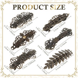 Geyoga 6 Pieces Vintage Hair Barrettes for Women Retro French Flower Clips Metal Hair Pins for Women Styling Accessories(Classic Style)