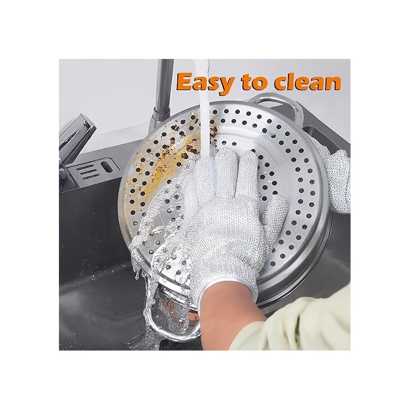 1 pair Wezxrauo Heavy Duty Dishwashing Gloves - Heat &