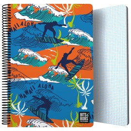 Grafoplás Plastic Cover Notebook 80 Sheets Squared 4x4 90g Folio Size Spiral Bound Safety Lock Collection Bits&Bobs Pop Up Design Hawaii FSC Certified