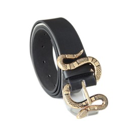 Ro Rox Severus Faux Leather Gold Snake Buckle Punk Mythical Legendary Belt, Silver