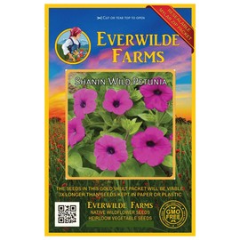 Everwilde Farms - 2000 Shanin Wild Petunia Wildflower Seeds - Gold Vault Jumbo Seed Packet